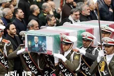 مراسم بدرقه و وداع با پیکر وزیر شهید در میدان مشق